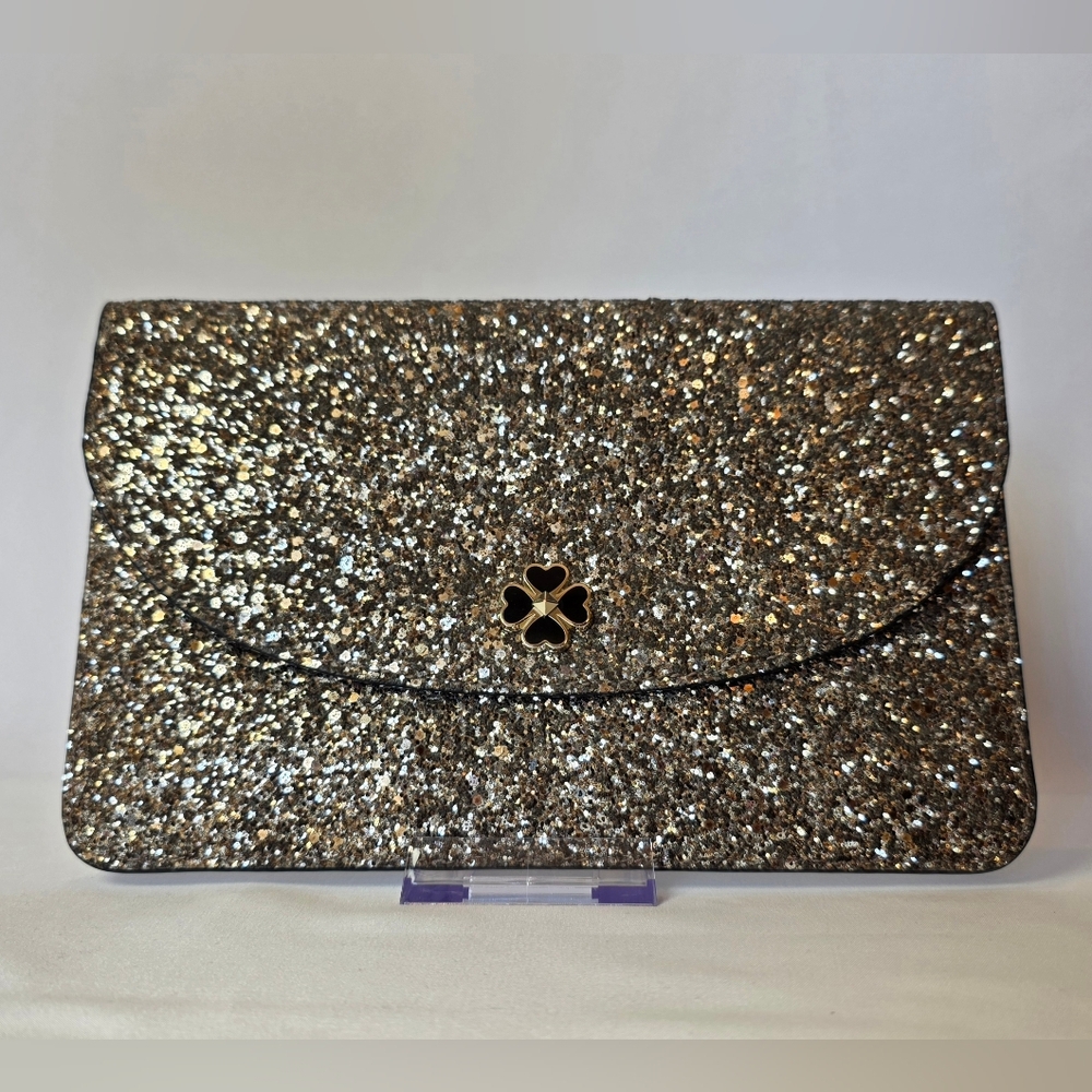 Kate Spade New York Gold Glitter Clutch Evening Bag